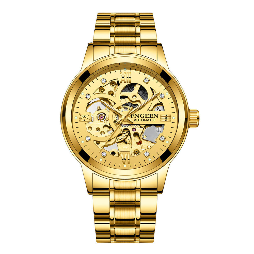 Fashion Luxury Mechanical Watch – Men’s Luminous Waterproof Business Wristwatch with Stainless Steel Band