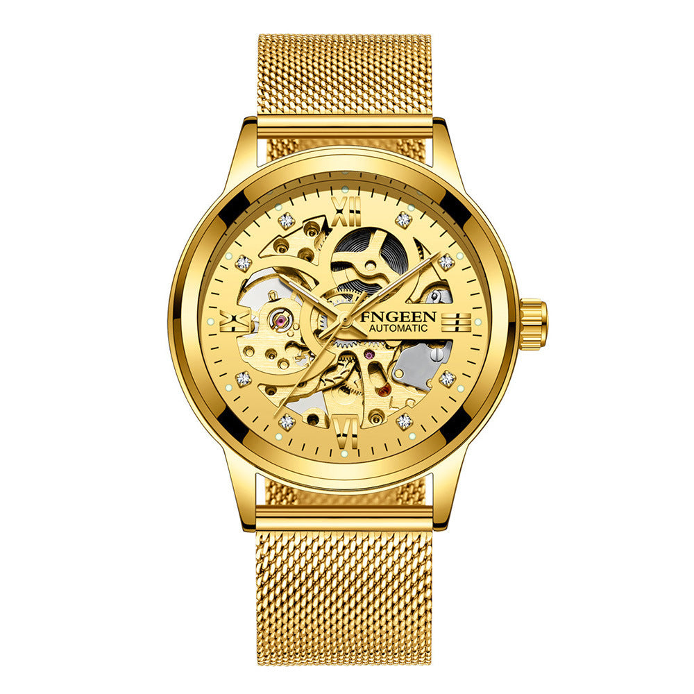 Fashion Luxury Mechanical Watch – Men’s Luminous Waterproof Business Wristwatch with Stainless Steel Band