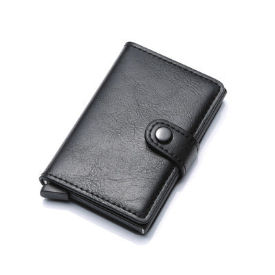 RFID Anti-Theft Vintage Wallet – PU Leather Card Holder with Aluminum Case & Pop-Up Design