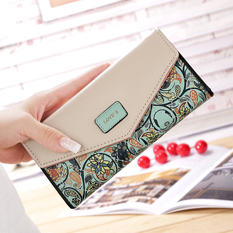 BIRDS Women’s Wallet – PU Leather Embroidered Flower Design, Korean Style Mid-Length Clutch