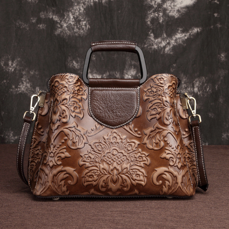 Genuine Leather Handbag – Women’s Fashion Messenger Cowhide Doctor Bag