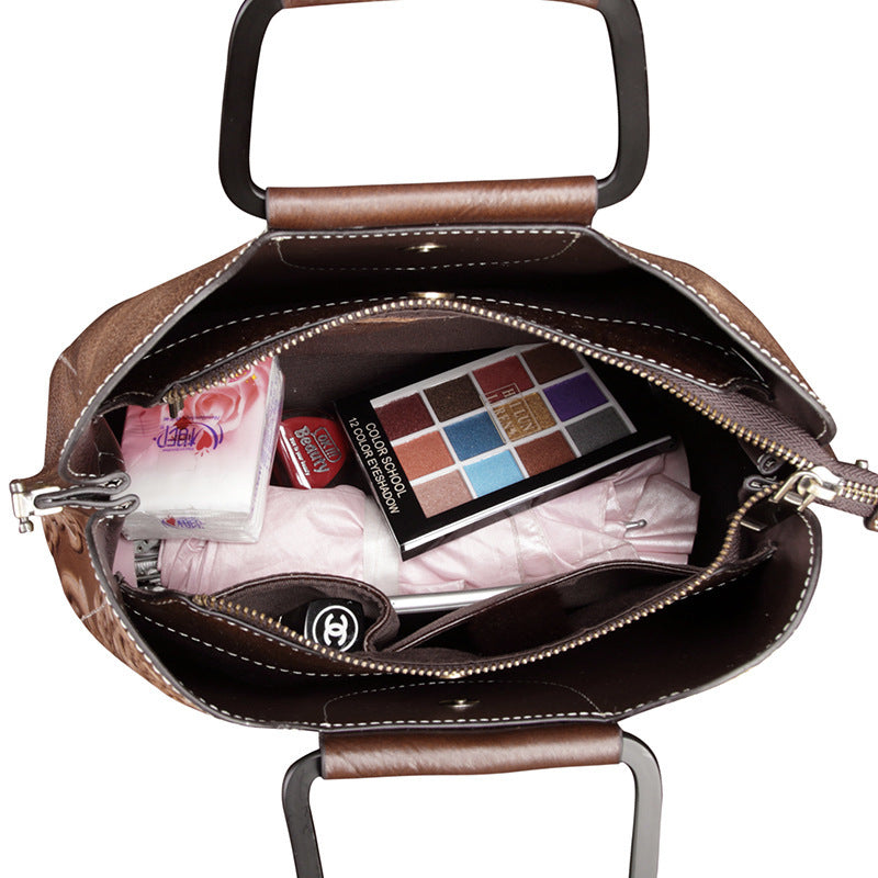 Genuine Leather Handbag – Women’s Fashion Messenger Cowhide Doctor Bag