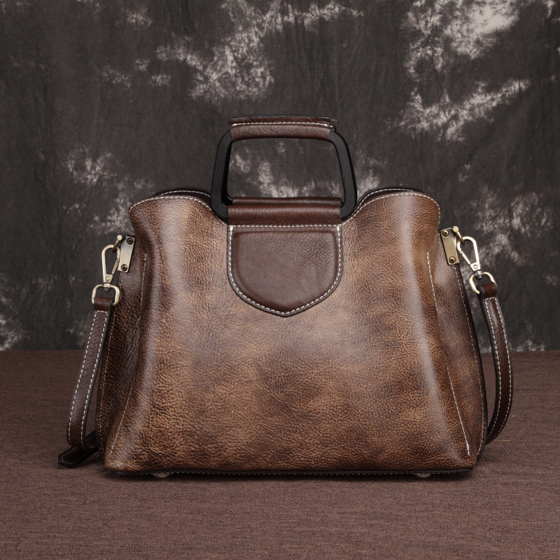 Genuine Leather Handbag – Women’s Fashion Messenger Cowhide Doctor Bag