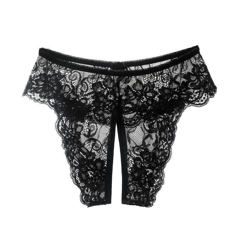 Q Fun Women’s Sexy Lace Open-Crotch Thong – Low-Waist Flirty Lingerie Plus Size