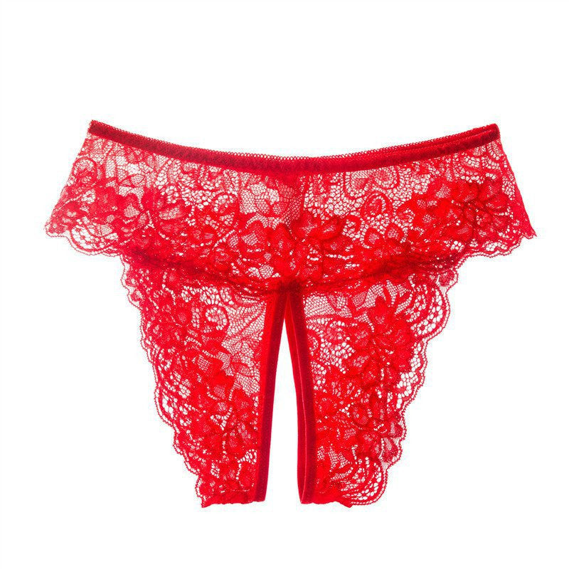 Q Fun Women’s Sexy Lace Open-Crotch Thong – Low-Waist Flirty Lingerie Plus Size