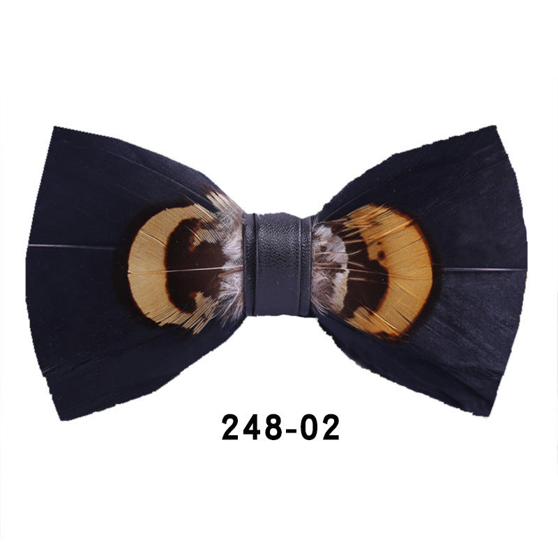 Handmade Feather Bow Tie – Unisex Color Matching Evening Bowtie with Optional Brooch & Gift Box