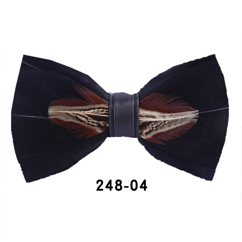 Handmade Feather Bow Tie – Unisex Color Matching Evening Bowtie with Optional Brooch & Gift Box