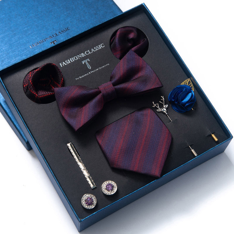 Men’s 8-Piece Bow Tie Set – Formal Jacquard Neckwear for Business, Party & Wedding