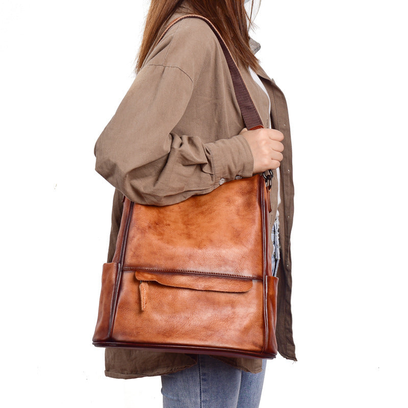 Genuine Leather Anti-Theft Backpack – Women’s Large Capacity Cowhide Travel Luxury Bag