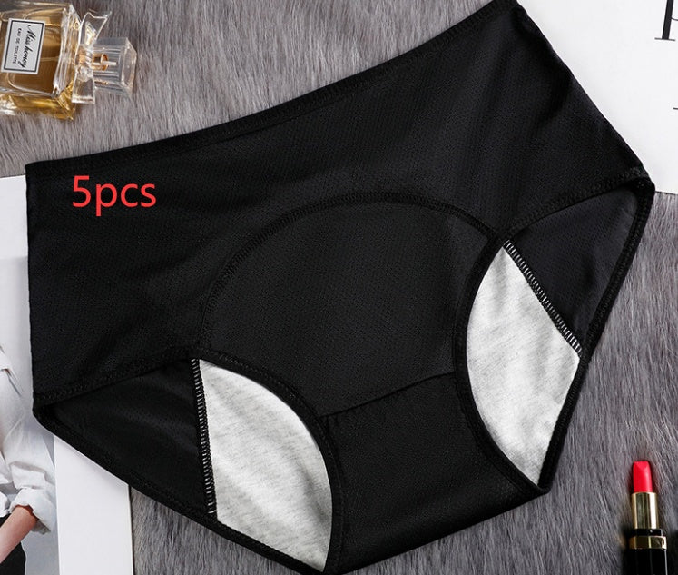 5PCS Women’s Menstrual Underwear – Leak-Proof Absorbent Period Panties, Nylon Comfort Mid-Rise