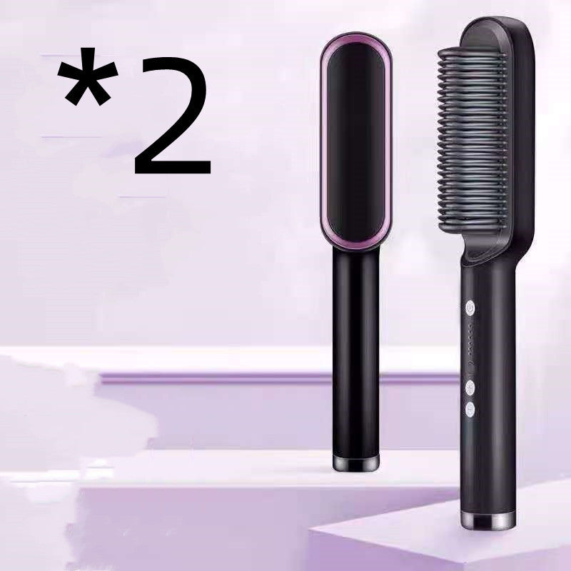 2-In-1 Hair Straightener Hot Comb – Negative Ion Curling Tong & Dual-Purpose Electric Hair Brush