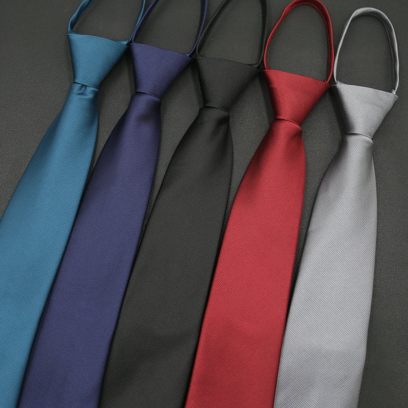 Men’s Formal Business Zipper Tie – Striped Jacquard Knot-Free Necktie