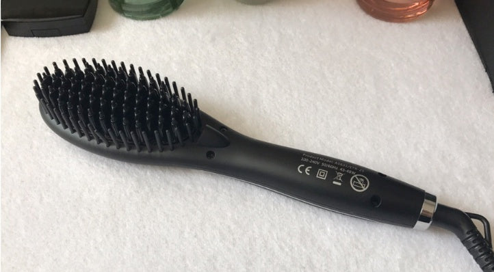 Ceramic Hair Straightening Brush – 3-in-1 Heated Detangling Comb with Anti-Frizz Technology