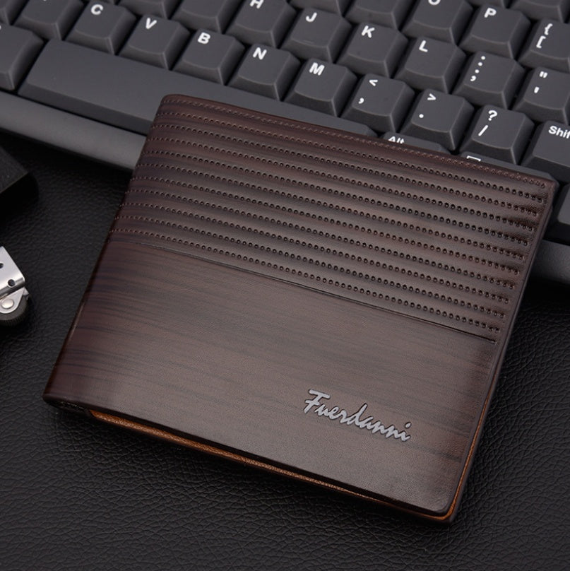 Embossed PU Leather Wallet – Multi-Card Short Wallet with Zipper & Passport Holder