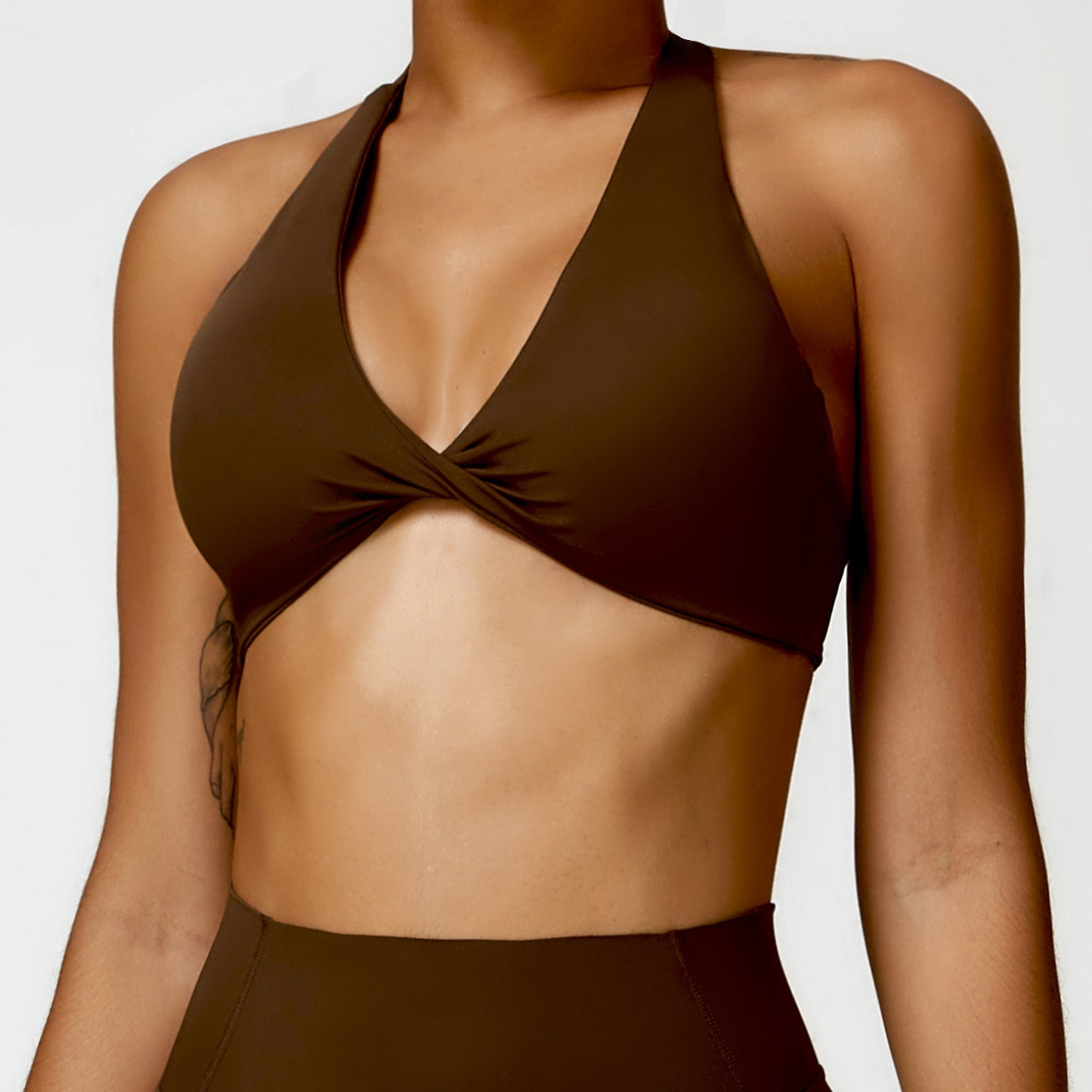 Breathable Halter Beauty Back Yoga Bra – Women’s Deep V Padded Sports Top