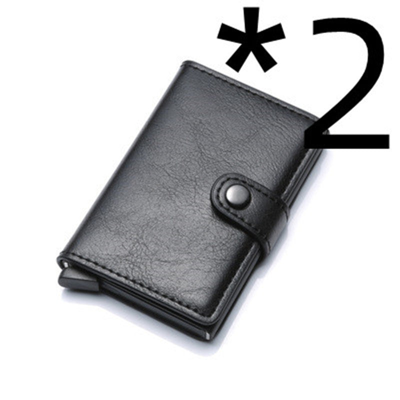 RFID Anti-Theft Vintage Wallet – PU Leather Card Holder with Aluminum Case & Pop-Up Design