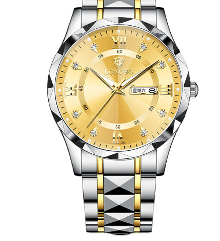 Waterproof Luminous Dual Calendar Watch – Men’s Business Stainless Steel Wristwatch