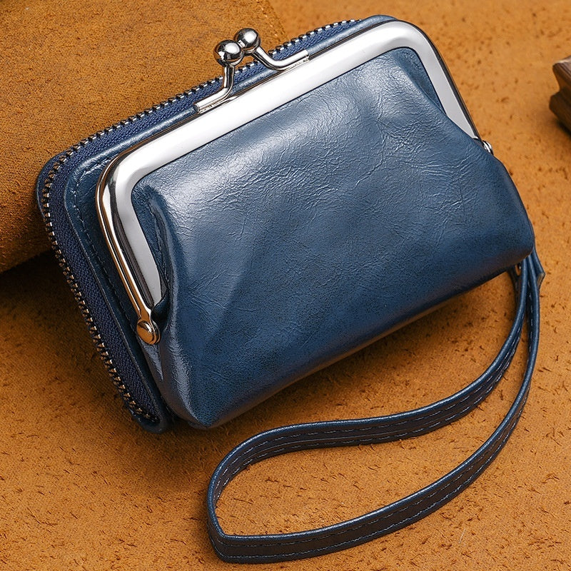 Ladies’ Buckle Coin Purse – 4-Inch Retro Clip Small Wallet