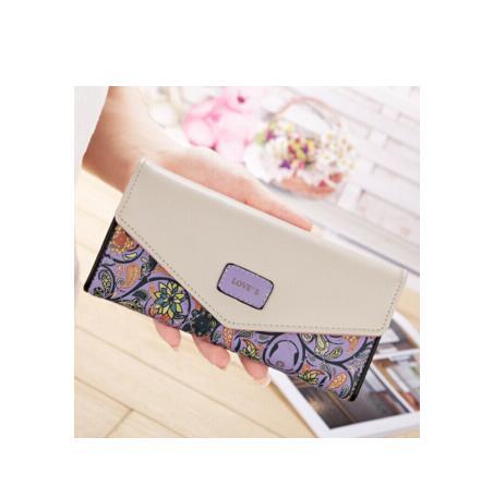BIRDS Women’s Wallet – PU Leather Embroidered Flower Design, Korean Style Mid-Length Clutch