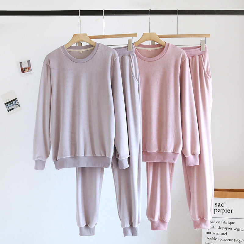 Couple Pajamas Loungewear Set – Cozy Island Velvet Pullover Sleepwear