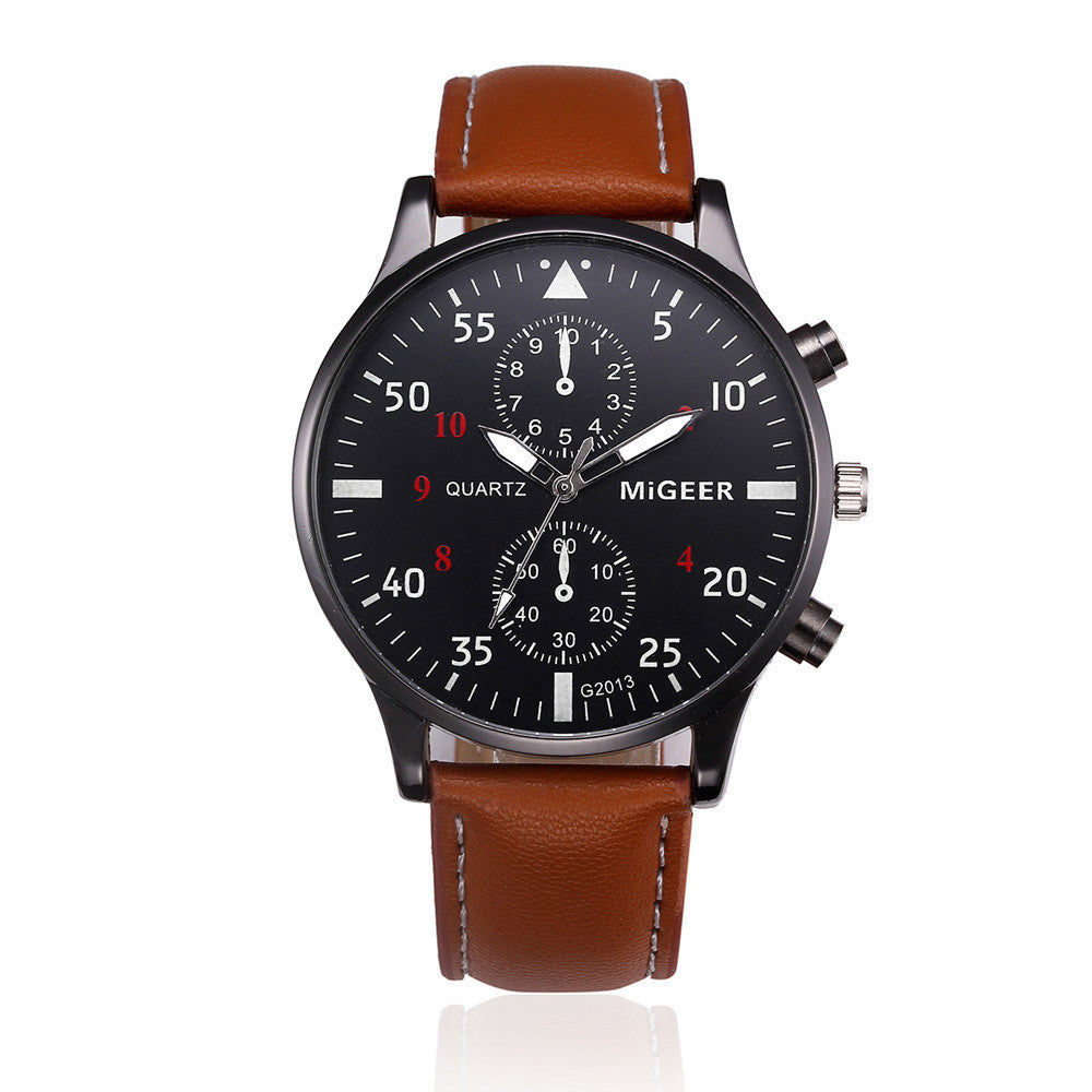 Retro Design Leather Band Men’s Quartz Watch – Top Brand Analog Sports Wristwatch