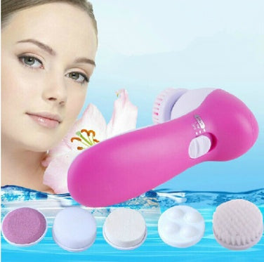 5-in-1 Electric Facial Cleansing Brush – Deep Cleaning, Exfoliation & Face Massager Beauty Instrument
