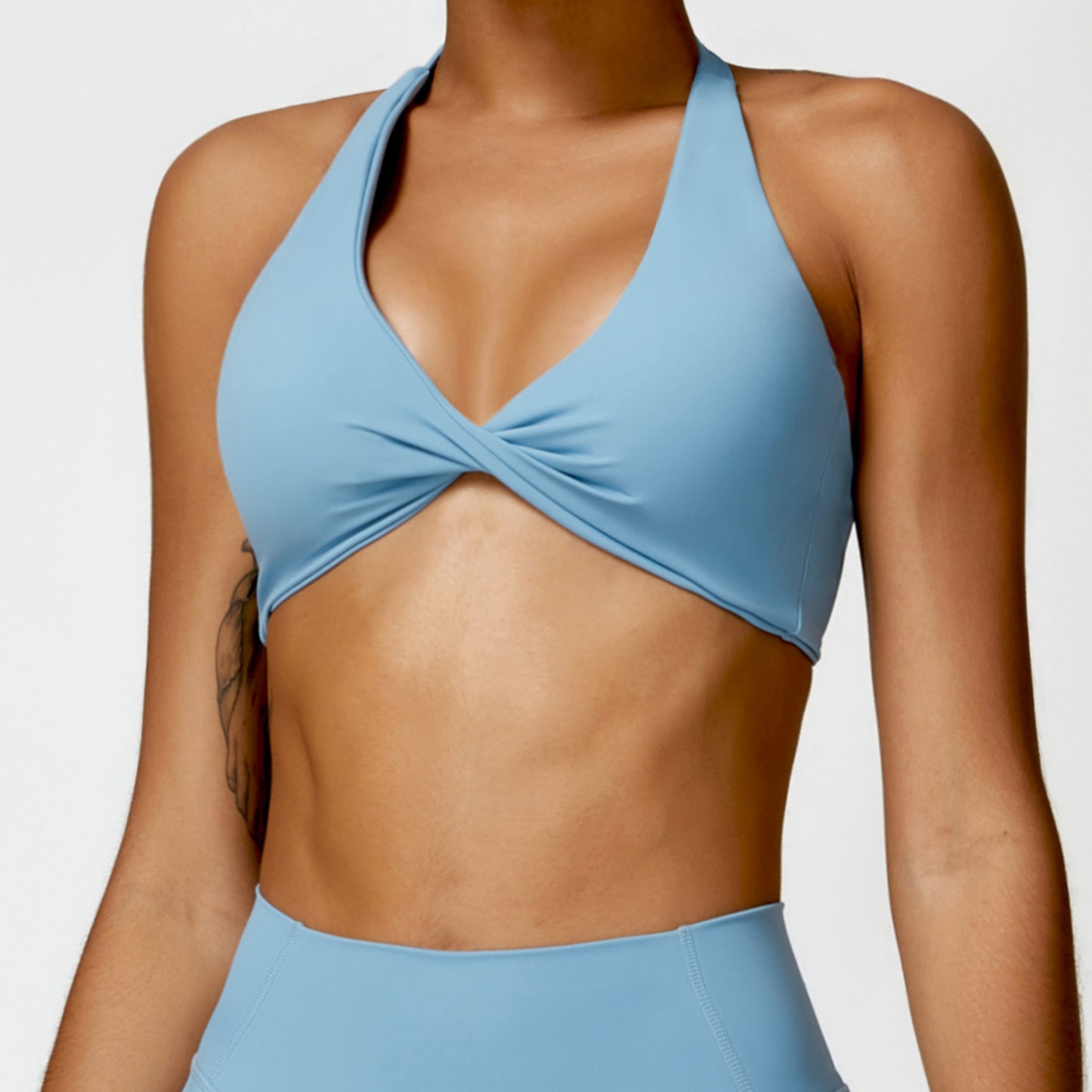 Breathable Halter Beauty Back Yoga Bra – Women’s Deep V Padded Sports Top