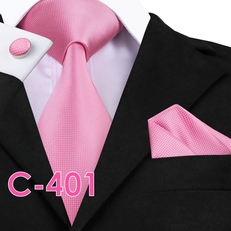 Men’s Solid Color Ribbed Collar Tie – Jacquard Woven Silk Floral Necktie with Wool Lining
