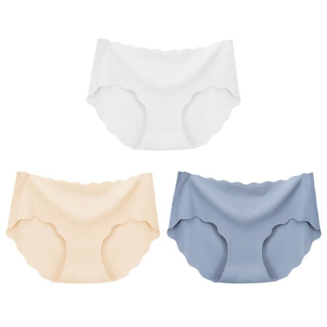 3Pcs Women’s High-Waist Seamless Silk Panties – Soft Breathable Lingerie Set