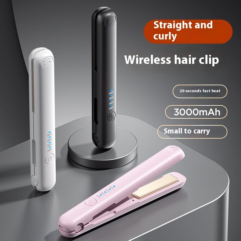 Wireless Hair Straightener & Curler | Dual-Use Charging Portable Styling Tool