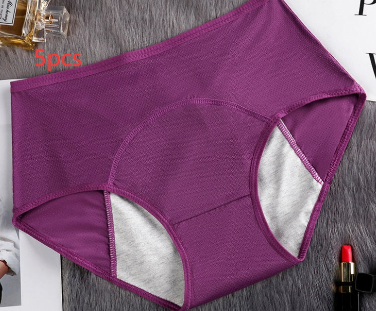 5PCS Women’s Menstrual Underwear – Leak-Proof Absorbent Period Panties, Nylon Comfort Mid-Rise