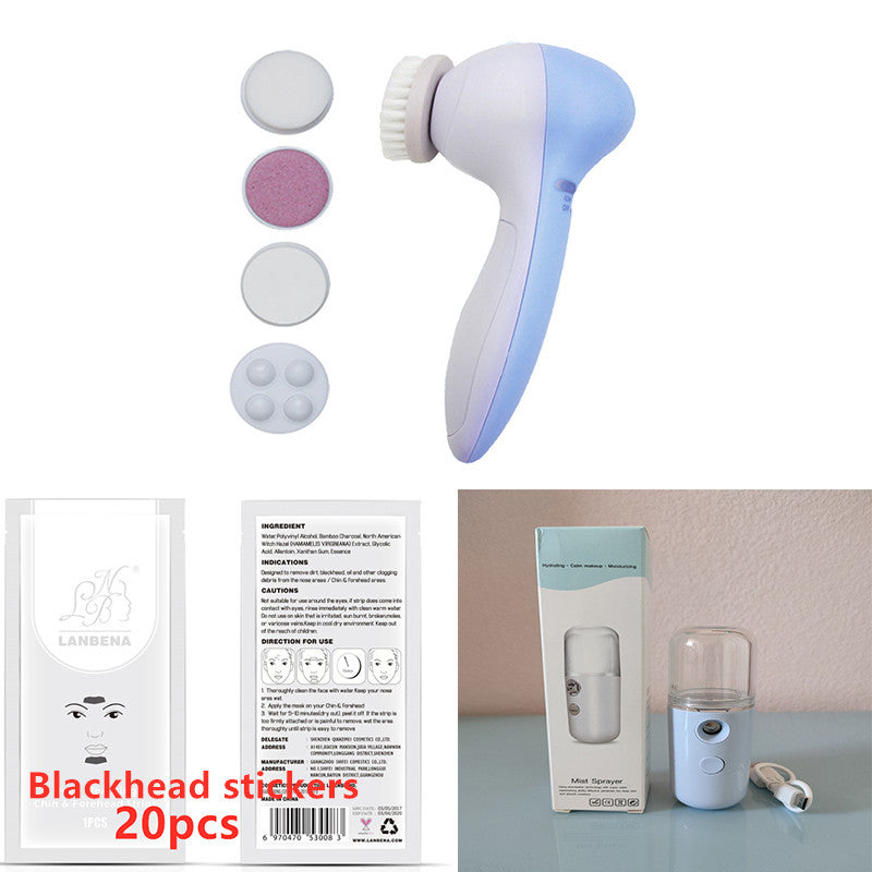 5-in-1 Electric Facial Cleansing Brush – Deep Cleaning, Exfoliation & Face Massager Beauty Instrument