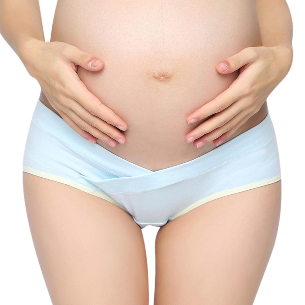 Soft Cotton Maternity Belly Support Panties – Breathable Low-Waist V-Shaped Pregnancy Underwear