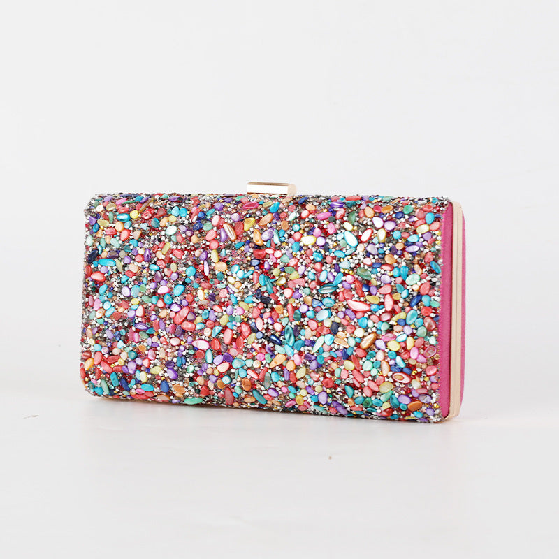 Women's Diamond Clutch Bag – Elegant Banquet Evening PU Leather Handbag