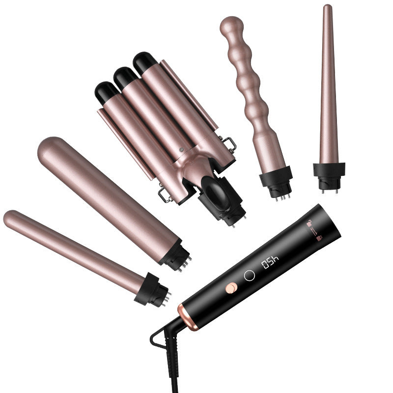 5-in-1 Hair Curler Set with Interchangeable Barrels | Negative Ion Curling Wand with LCD Display