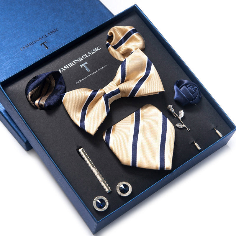 Men’s 8-Piece Bow Tie Set – Formal Jacquard Neckwear for Business, Party & Wedding