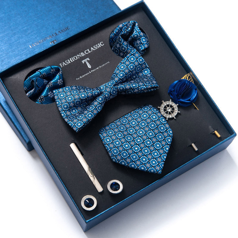 Men’s 8-Piece Bow Tie Set – Formal Jacquard Neckwear for Business, Party & Wedding