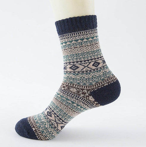 Winter Warm Stripe Wool Socks – 5 Pairs Thick Casual Business Socks for Men