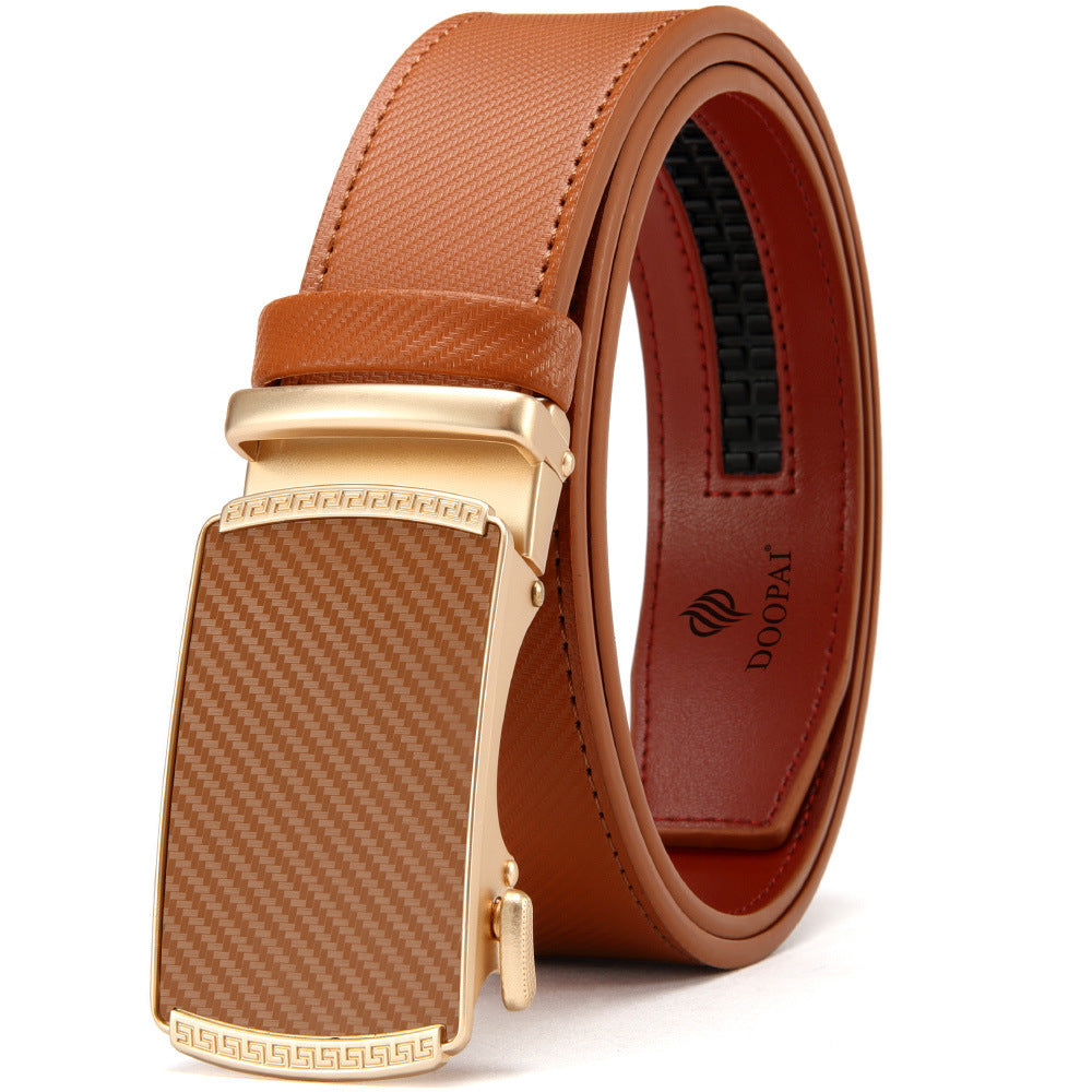 Men’s Genuine Leather Belt – Automatic Alloy Buckle Business & Casual