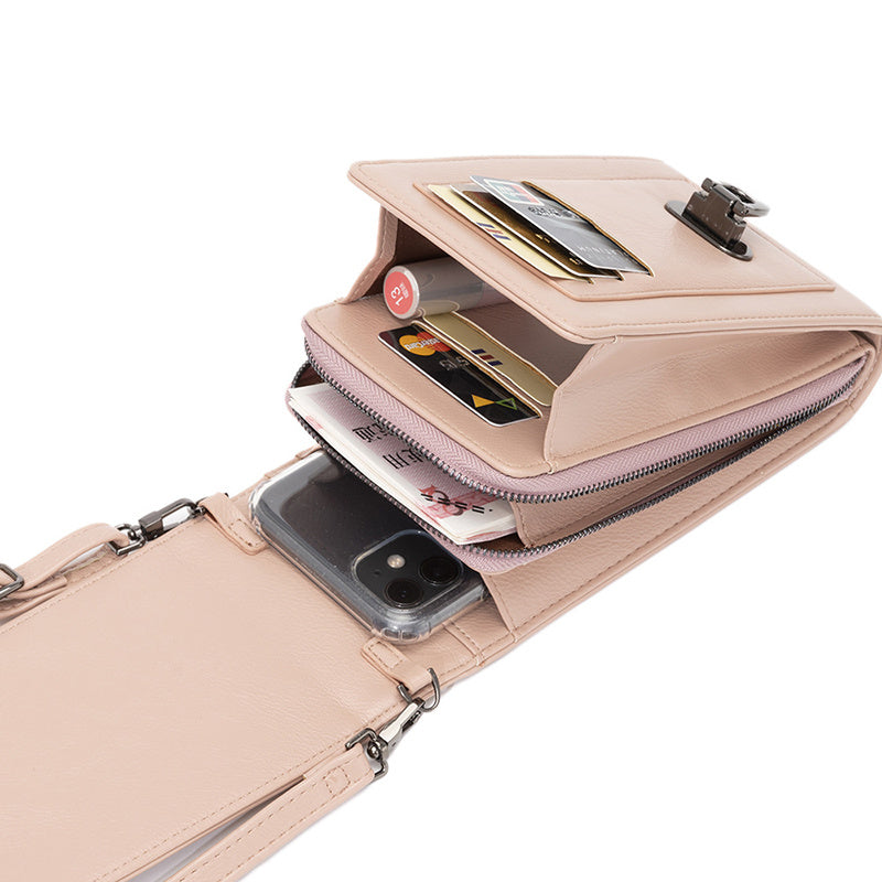 Women’s Rivet Design Crossbody Shoulder Bag – PU Leather Mobile Phone Handbag