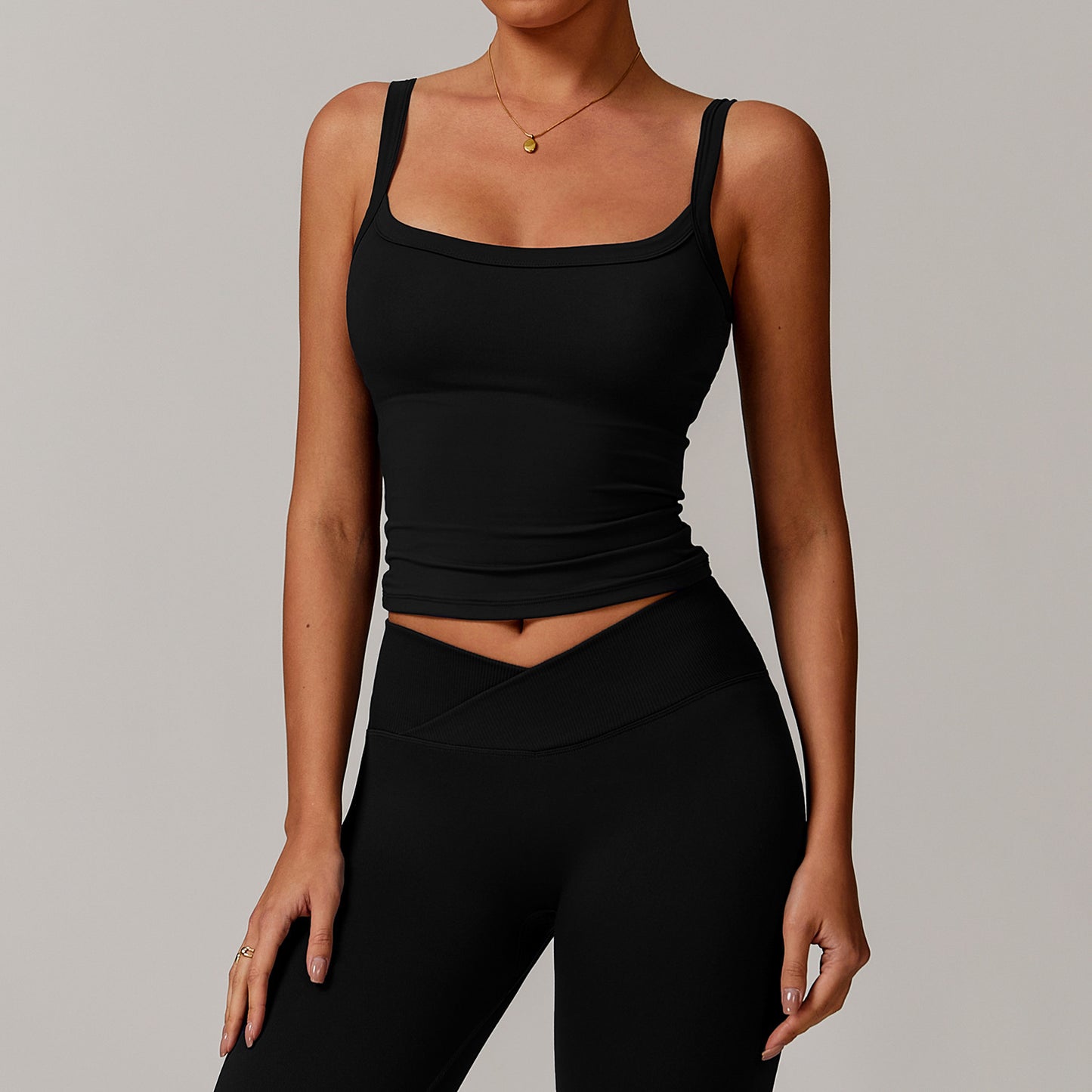 Brushed Vest Sports Bra – High-Strength Workout & Fitness Top with Moisture-Wicking Fabric