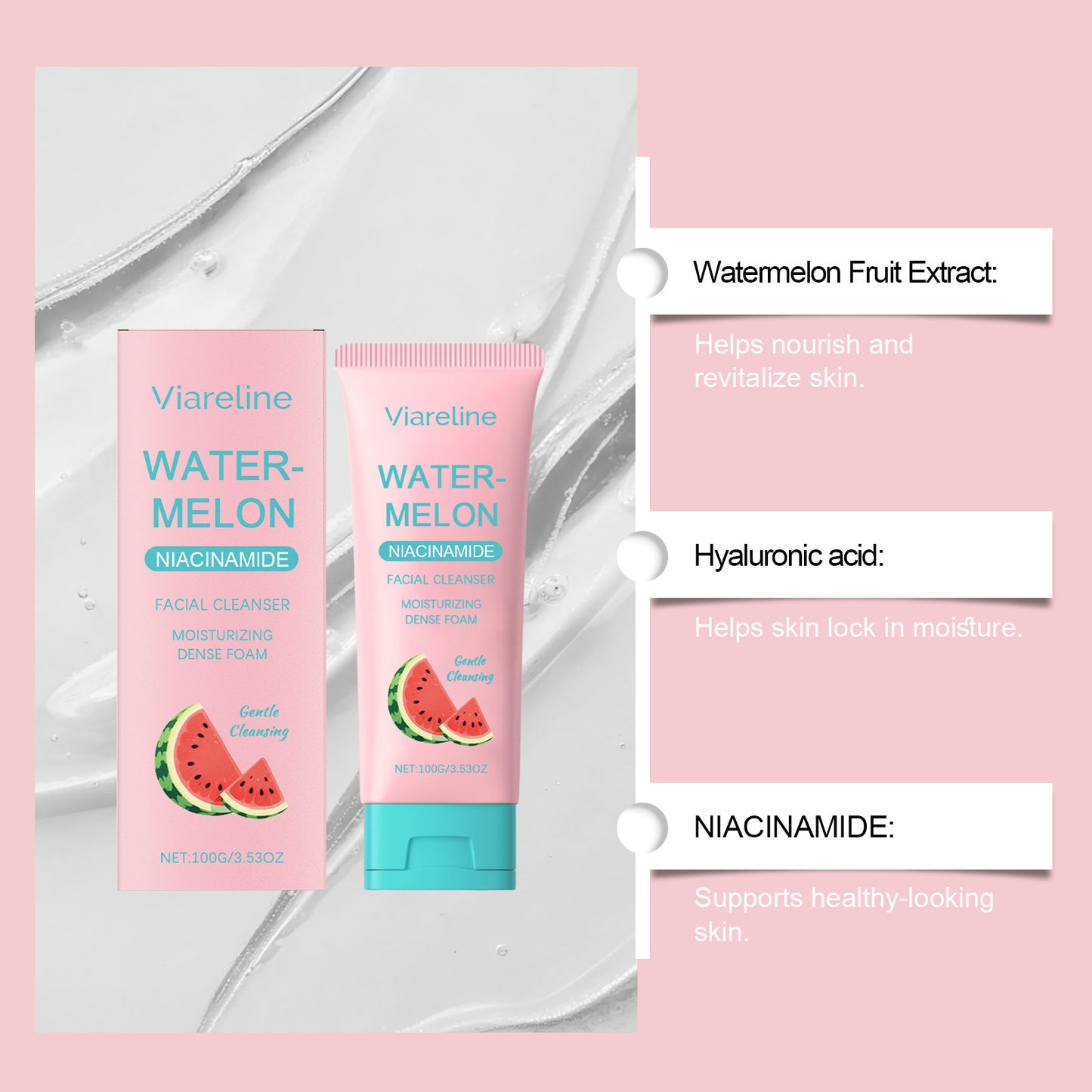 Watermelon Foam Facial Cleanser – 100g Deep Cleansing Face Wash for Acne & Oily Skin
