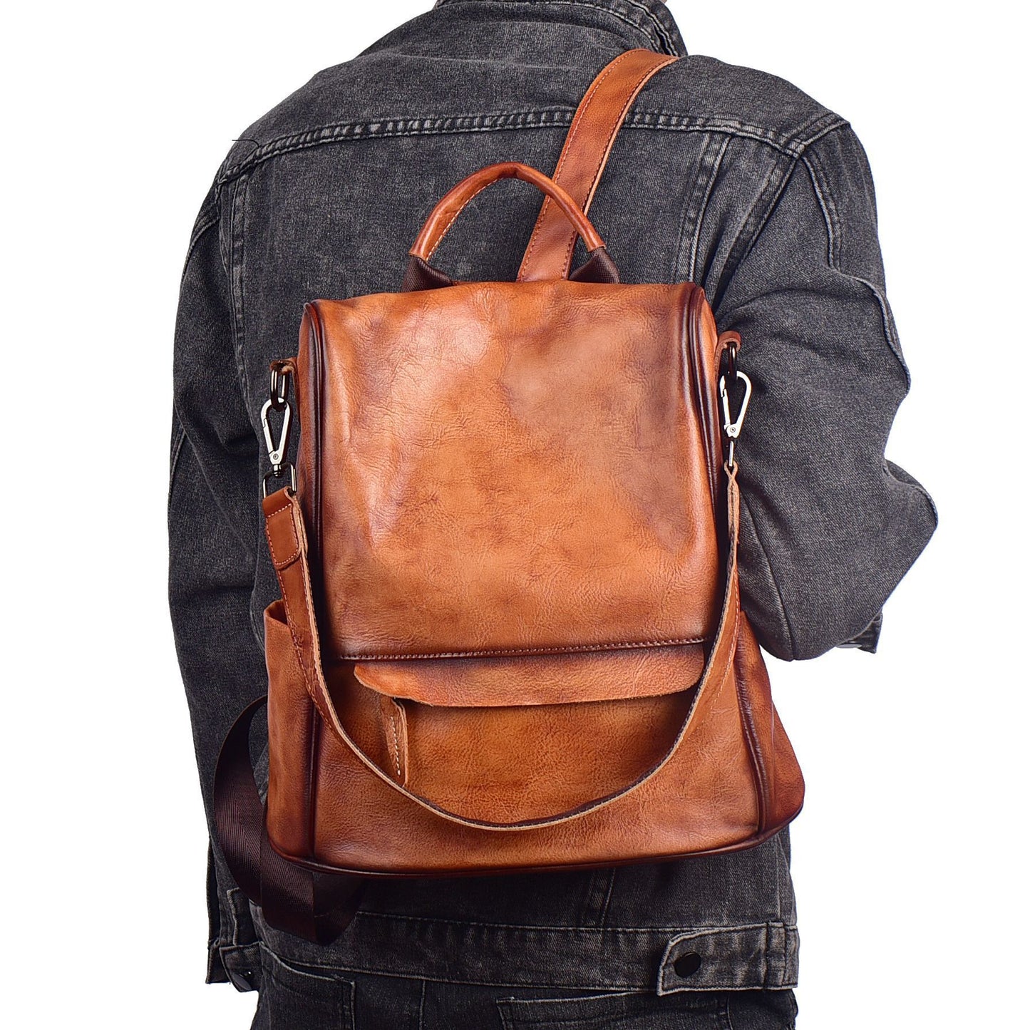 Genuine Leather Anti-Theft Backpack – Women’s Large Capacity Cowhide Travel Luxury Bag
