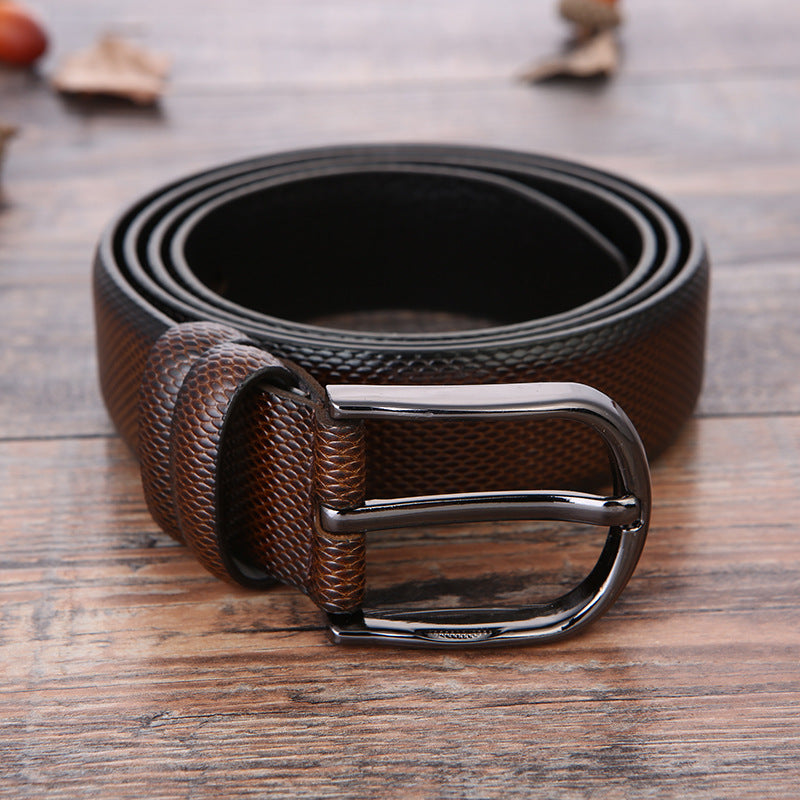 Men’s Business Belt with Alloy Pin Buckle – European & American Fashion Style