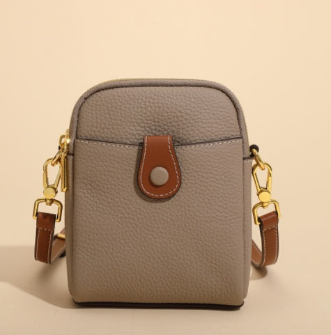 Women’s Leather Crossbody Phone Bag – Small Lychee Pattern Wallet Purse