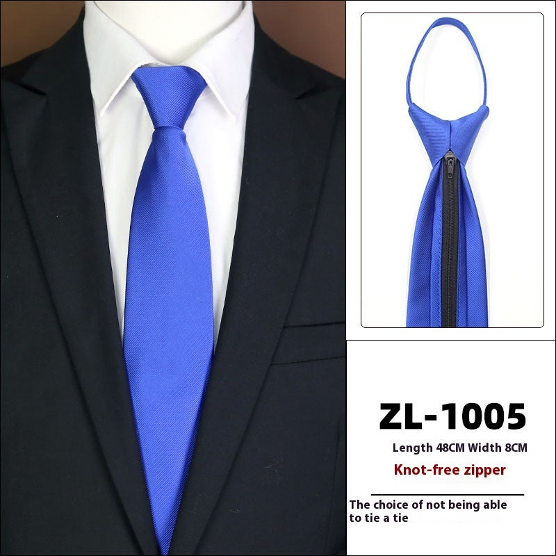 Men’s Formal Business Zipper Tie – Striped Jacquard Knot-Free Necktie