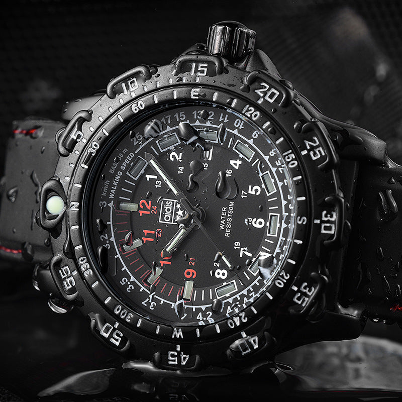 Men’s Military Quartz Watch – Waterproof 50M Sports Wristwatch with Alarm & Luminous Display