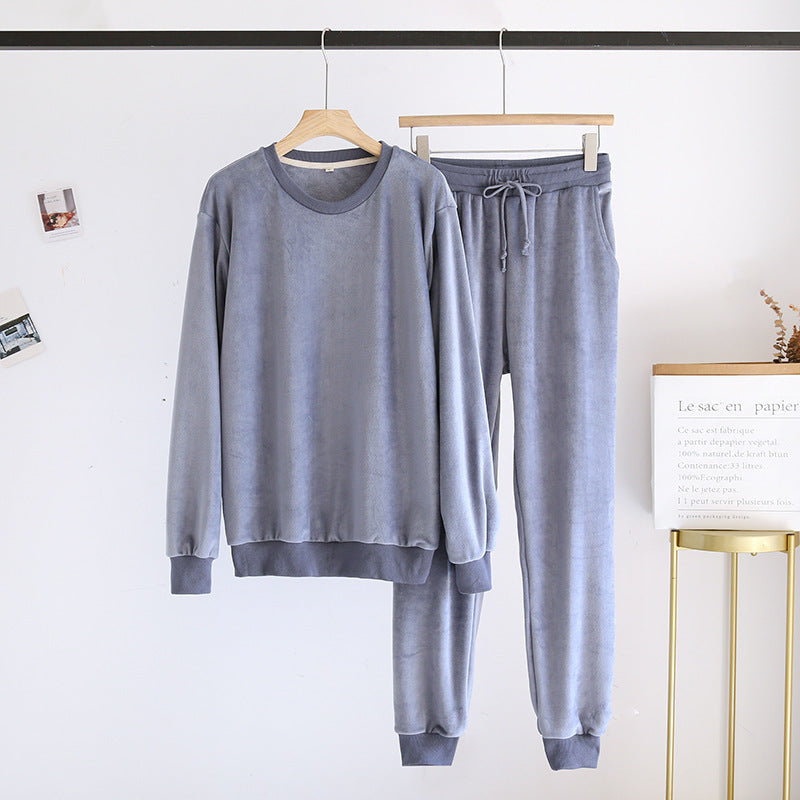 Couple Pajamas Loungewear Set – Cozy Island Velvet Pullover Sleepwear