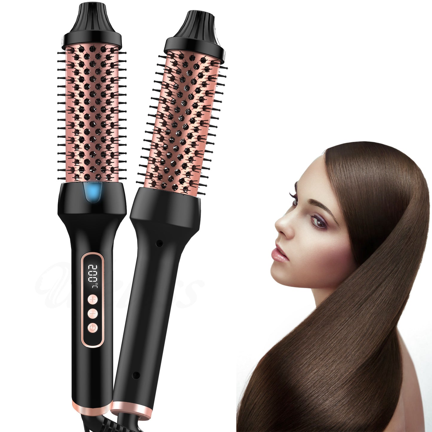 Roller Comb Anion Hair Straightener & Curler with Dual PTC Heater, 9-Temperature Control