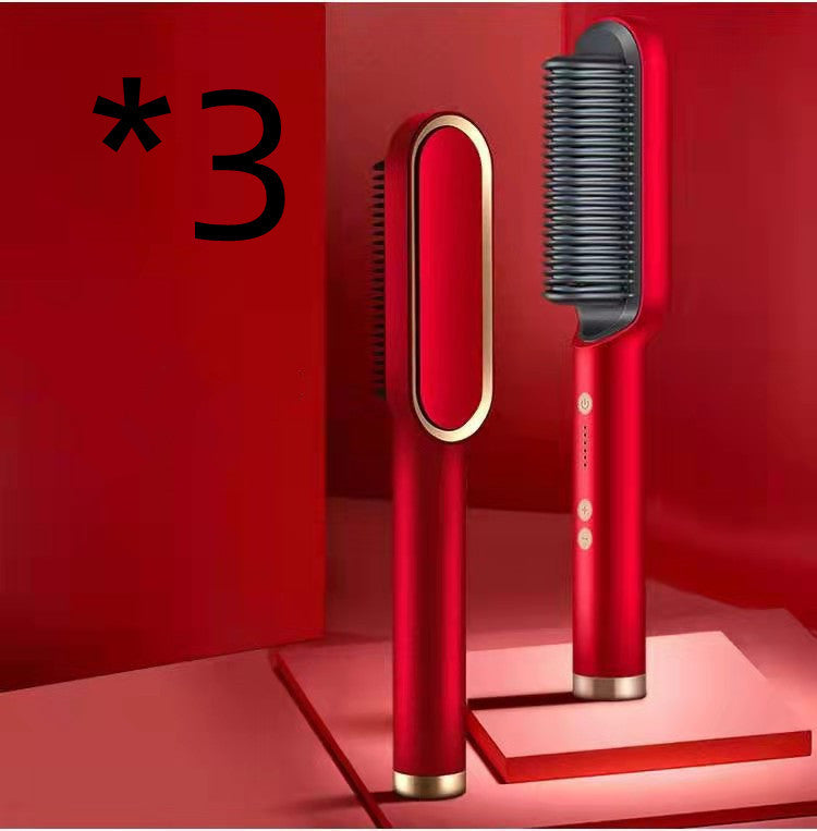 2-In-1 Hair Straightener Hot Comb – Negative Ion Curling Tong & Dual-Purpose Electric Hair Brush